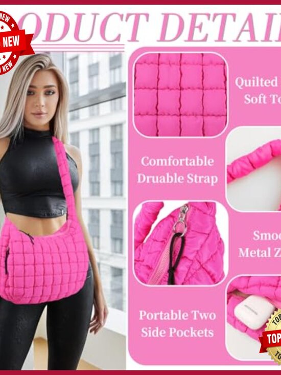 Quilted Puffer Tote & Backpack, Nylon, Lightweight, Multi-Functional Travel Bag main image 4